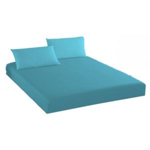 Husa de pat cu elastic Ralex Pucioasa, 160x200cm, 100% bumbac,turcoaz