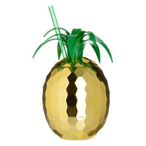 Piney Recipient cu capac ananas, Plastic, Auriu