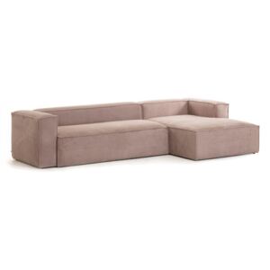 Canapea roz din catifea cu colt 330 cm Blok Right La Forma