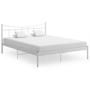 Cadru de pat, alb, 140x200 cm, metal și placaj
