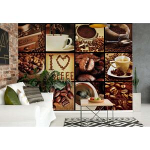 Fototapet GLIX - Love Coffee Squares + adeziv GRATUIT Papírová tapeta - 254x184 cm