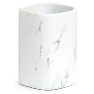 Pahar pentru periuta de dinti, din ceramica, Marble Alb, L7,5xl7,5xH10,9 cm