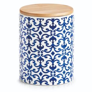 Recipient pentru depozitare cu capac, din ceramica, Morocco Medium Albastru / Alb, 900 ml, Ø11xH15,3 cm