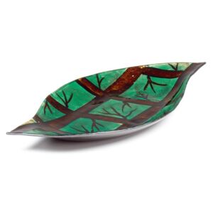 Platou decorativ din sticla Arizona Verde / Maro, L41xl22xH3,5 cm