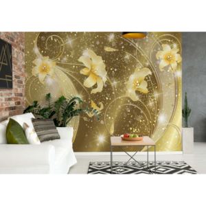 Fototapet - Ornamental Floral Design Gold Vliesová tapeta - 250x104 cm