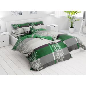 Lenjerie de pat din bumbac Lux verde din 7 piese