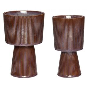 Set 2 ghivece maro/mov din ceramica Elegant Pots Hubsch