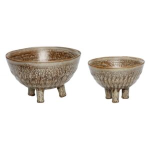 Set 2 boluri decorative maro/bej din ceramica Special Bowls Hubsch