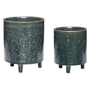 Set 2 ghivece verzi din ceramica Green Pots Hubsch