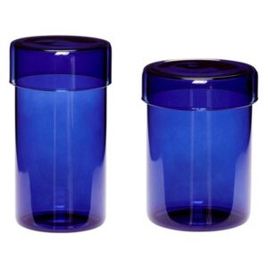 Set 2 recipiente din sticla Blue Large Hubsch