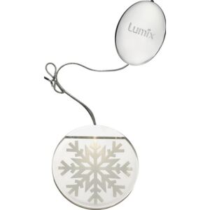 Ornament luminos cu LED Krinner Lumix Deco Lights, cristal de zapada cu baterii, Ø 10 cm, alb neutru, baterii incluse