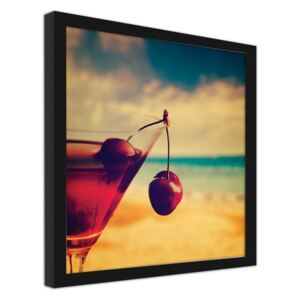 CARO Imagine în cadru - A Glass With A Cherry 20x20 cm Negru