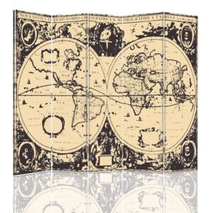 CARO Paravan - Vintage World Map | cinci păr?i | reversibil 180x150 cm