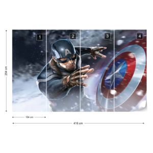 Fototapet - Marvel Captain America Vliesová tapeta - 416x254 cm