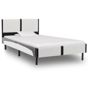 Cadru de pat, alb și negru, 90 x 200 cm, piele ecologică
