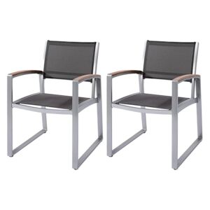 Set de 2 scaune de gradina Ava, aluminiu / textil, gri