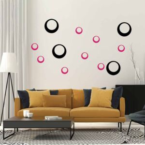 GLIX Decorative circles - autocolant de perete Negru și roz 60 x 40 cm