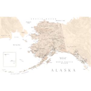 Harta Detailed map of Alaska in neutral watercolor, Blursbyai