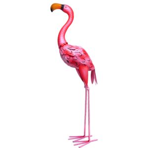 Decoratiune gradina metalica flamingo 24x14x65cm