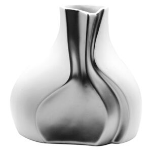 Vaza Gardo, ceramica, argintiu alb, 19x12x19 cm