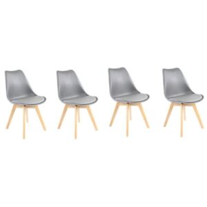 Set de scaune gri deschis stil scandinav BASIC 3 + 1 GRATIS