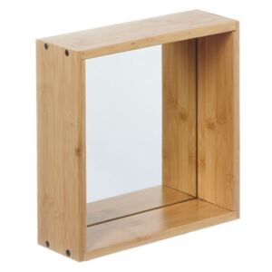 Oglindă de perete cu ramă din lemn de bambus Furniteam Design, 26 x 26 cm