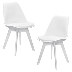 [en.casa]® Set Berna 2 scaune bucatarie, 83 x 48 cm, plastic, alb
