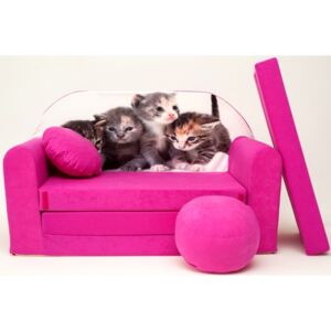 Canapea pentru copii cu pisicute - Roz H6 + Kittens pink