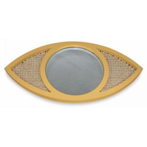 Oglinda rotunda galbena/maro din lemn si placaj 34x70 cm Eye Honey Objet Paris