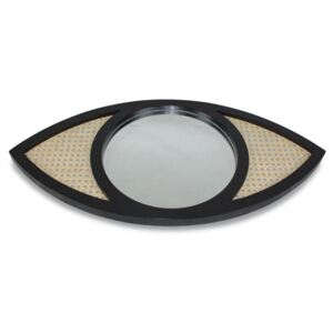 Oglinda rotunda neagra/maro din lemn si placaj 34x70 cm Eye Black Objet Paris