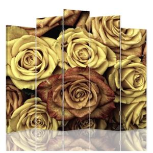CARO Paravan - Tea Roses | cinci păr?i | reversibil 180x180 cm