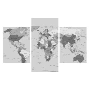 Tablou albnegru cu harta lumii (K012202K90603PCS)