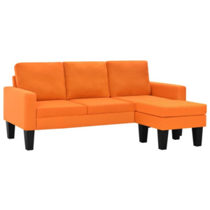 Canapea 3 locuri, cu taburet, material textil, portocaliu