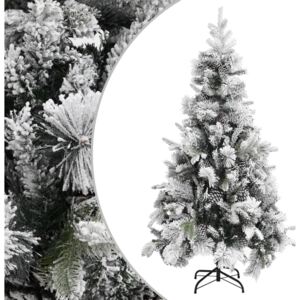 Brad de Crăciun cu zăpadă & conuri, 225 cm, PVC&PE