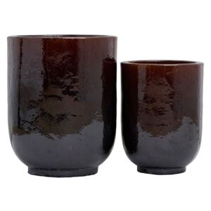 Set 2 ghivece maro inchis din ceramica Pho Dark Brown House Doctor