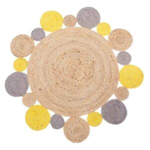 Covor rotund multicolor din iuta 120 cm Sun Ixia