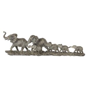 Decoratiune de masa din polirasina maro Elefanti 53 cm x 10 cm x 15 h