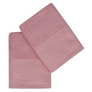 Set Prosoape De Maini Soft Kiss Dots Dusty Rose, 100% bumbac, 2 bucati, roz, 50x90 cm