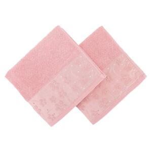 Set Prosoape De Baie Soft Kiss Flowers Pink, 100% bumbac, 2 bucati, roz, 50x90 cm