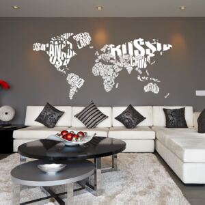 World map - autocolant de perete Alb 200 x 100 cm