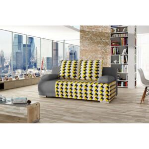 Canapea extensibilă Roma Yellow Black Grey, 85x100x200 cm, spuma/ lemn/ poliester/ plastic, galben/ negru/ gri