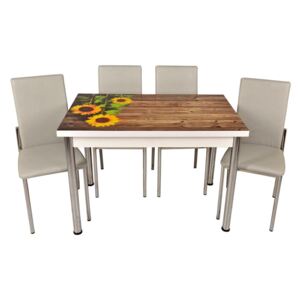 Set masă fixă Bronze 70*110 Sunflower cu 4 scaune gri
