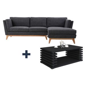 Canapeaua în formă de MIDORI + GUIDE, gri închis dreapta, negru