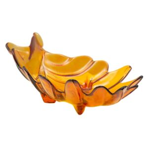 Bol din sticlă reciclată Mauro Ferretti Leaf, 33 x 20 cm, portocaliu