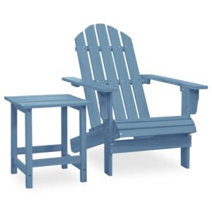 Scaun de grădină Adirondack cu masă, albastru, lemn de brad