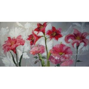 Tablou pictat manual Flori de crin, 60x120cm