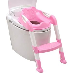 Reductor pentru toaleta cu scarita Little Mom Panda Pink