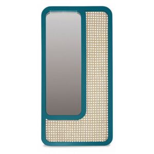Oglinda dreptunghiulara albastra/maro din lemn si placaj 40x80 cm Daisy Blue Sax Objet Paris