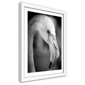 CARO Imagine în cadru - Flamingo In Black And White 30x40 cm Alb