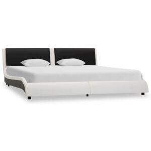Cadru de pat, alb și negru, 160 x 200 cm, piele ecologică
